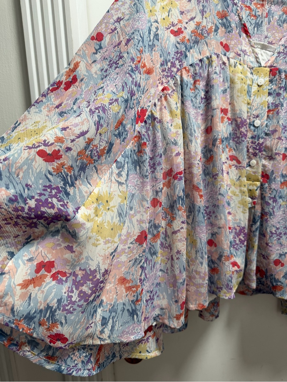 Hailey & Co Balloon Sleeve Multi Floral Lined Oversized Boho Peasant Sz S NWOT - Picture 7 of 10